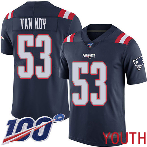 New England Patriots Football 53 100th Season Rush Limited Navy Blue Youth Kyle Van Noy NFL Jersey
